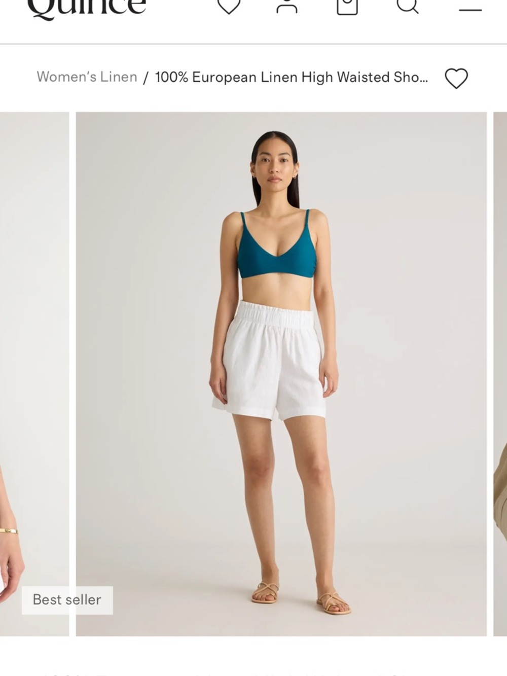 Quince White High-Waist Linen Shorts - Picture 4 of 8